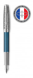 Ручка перьевая Parker Sonnet Premium F537 (2119743) Metal Blue CT F перо золото 18K подар.кор.