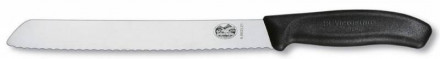 Нож кухонный Victorinox Swiss Classic (6.8633.21B) стальной для хлеба лезв.210мм серрейт. заточка черный блистер