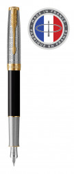 Ручка перьевая Parker Sonnet Premium F537 (2119784) Metal Black GT F перо золото 18K подар.кор.