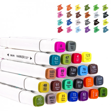 Набор маркеров для скетчинга Deli 70801-24 двойной пиш. наконечник 1-7мм 24цв. пластиковая коробка