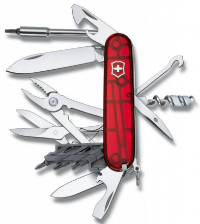 Victorinox Офицерский нож CYBERTOOL 34 91 мм. полупрозрачный красный  1.7725.T