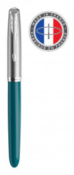 Ручка перьевая Parker 51 Core (2123506) Teal Blue CT F перо сталь нержавеющая подар.кор.