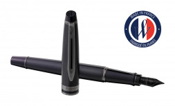 Ручка перьевая Waterman Expert DeLuxe (2119188) Metallic Black RT F перо сталь нержавеющая подар.кор.