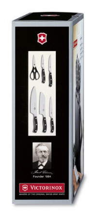 Набор ножей кухон. Victorinox Forged Cutlery Block (7.7243.6) компл.:6шт с подставкой черный подар.коробка