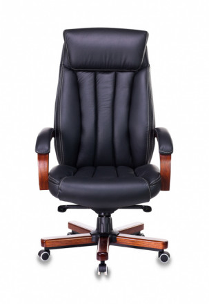 Кресло руководителя T-9922WALNUT/BLACK черный кожа крестовина дерево