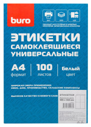 Этикетка универсальная самоклеящаяся  Buro A4 105x148мм 4шт на листе/100л./белый матовое
