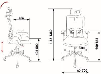 MC-W612-H/GR/GRAFIT кресло с подголовником Бюрократ серое