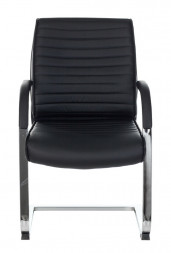 Кресло T-8010N-LOW-V черный Leather Black искусственная кожа низк.спин. полозья металл хром