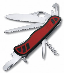 Victorinox Нож для спецслужб с фиксатором лезвия и отвертки FORESTER One Hand 111 мм красно-черный  , с серейторной заточкой 0.8361.MWC