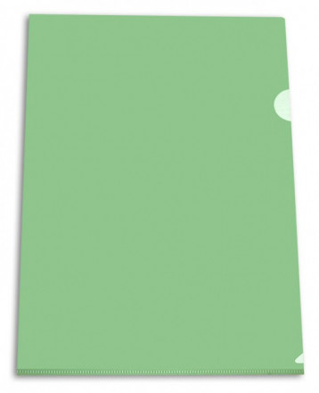 Папка-уголок А4 пластик 0.15мм зеленая Бюрократ, 12 шт.