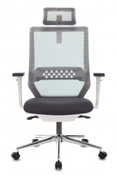Кресло MC-W612N-H темно-серый TW-04 38-417 с подголов. крестовина металл хром пластик белый