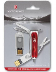 Нож перочинный Victorinox@work 4.6125.TG32B c USB-модулем 32Гб 58мм 8 фнк полупрозрачный красный