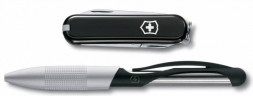 Victorinox Подарочный набор (нож 0.6223.3 + ручка Cabrio), черный, ручка с синими чернилами, 4.4343.2