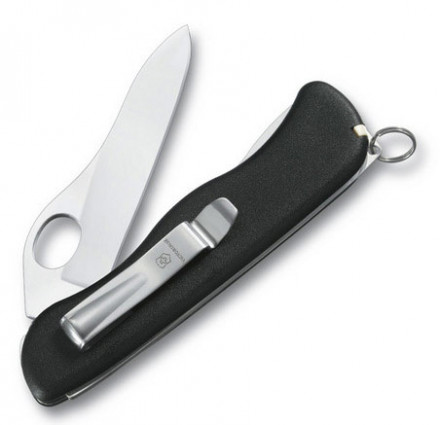 Victorinox Нож для спецслужб с фиксатором лезвия SENTINEL One Hand 111 мм/ черный  0.8416.M3, гладкое лезвие, с креплением на ремень
