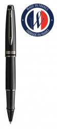 Ручка роллер Waterman Expert DeLuxe (2119190) Metallic Black RT F черные чернила подар.кор.