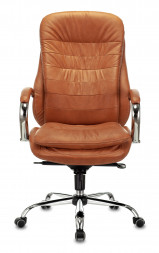 Кресло руководителяT-9950 рыжий Leather Ontano кожа крестовина металл хром