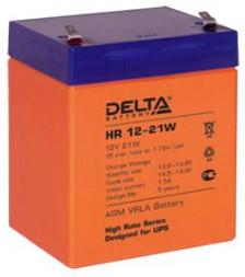 Свинцово-кислотный аккумулятор DELTA HR 12-21W (5 A\ч, 12 В) для ИБП