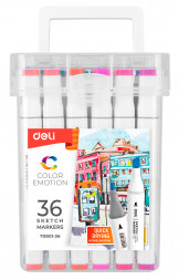 Набор маркеров для скетчинга Deli E70801-36/A Color Emotion двойной пиш. наконечник 1мм 36цв. (36шт.)