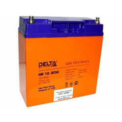 Свинцово-кислотный аккумулятор Delta серии HR 12-80W (20Ач, 12В) для ИБП