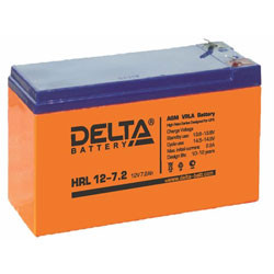 Свинцово-кислотный аккумулятор Delta серии HRL 12-7.2 ( 7,2 A\ч, 12В) для ИБП, арт.HRL-12-7.2