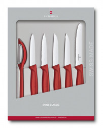 Набор ножей кухон. Victorinox Swiss Classic Kitchen (6.7111.6G) компл.:6шт красный подар.коробка